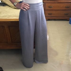 Elegant Gray Wide-Leg Trousers